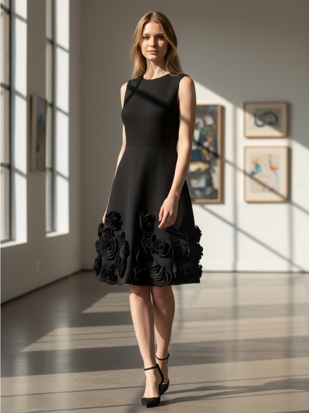 Lela Rose New Penelope Floral 3D Appliqué Knit Dress Size XL $1,590.00